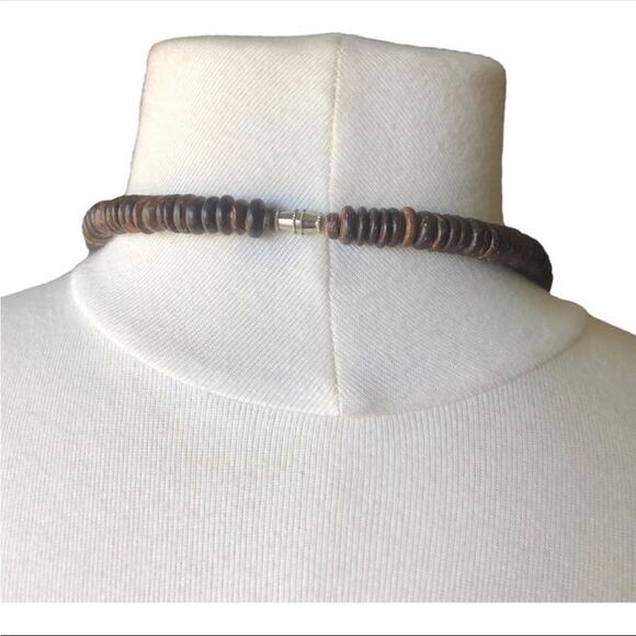 Vintage 1980’s Tribal Inspired Chunky Variety Style Shapes Wooden Brown Necklace - Picture 8 of 10